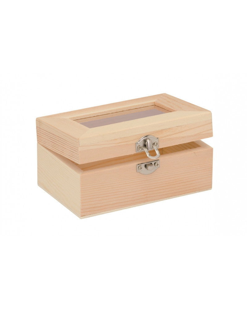 Holzbox m. Glas 12x8x6cm Glorex