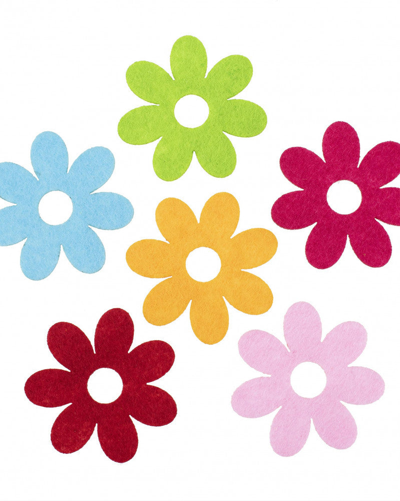 Filz-Blumen, 6St. 6cm, bunte gemischt