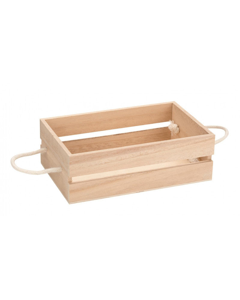 Holzkiste mit Kordelhandgriff, 21x13x7cm, Blauglockenbaum Glorex