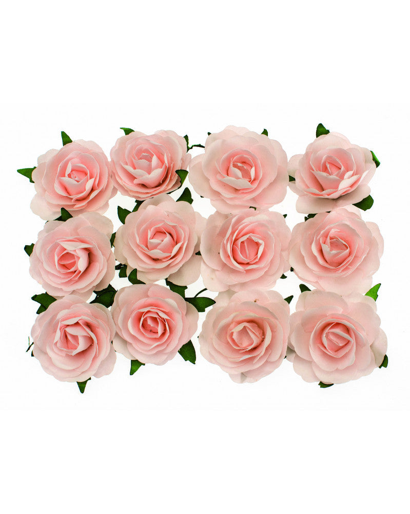Röschen rosa mit Draht, 40mm 12Stk