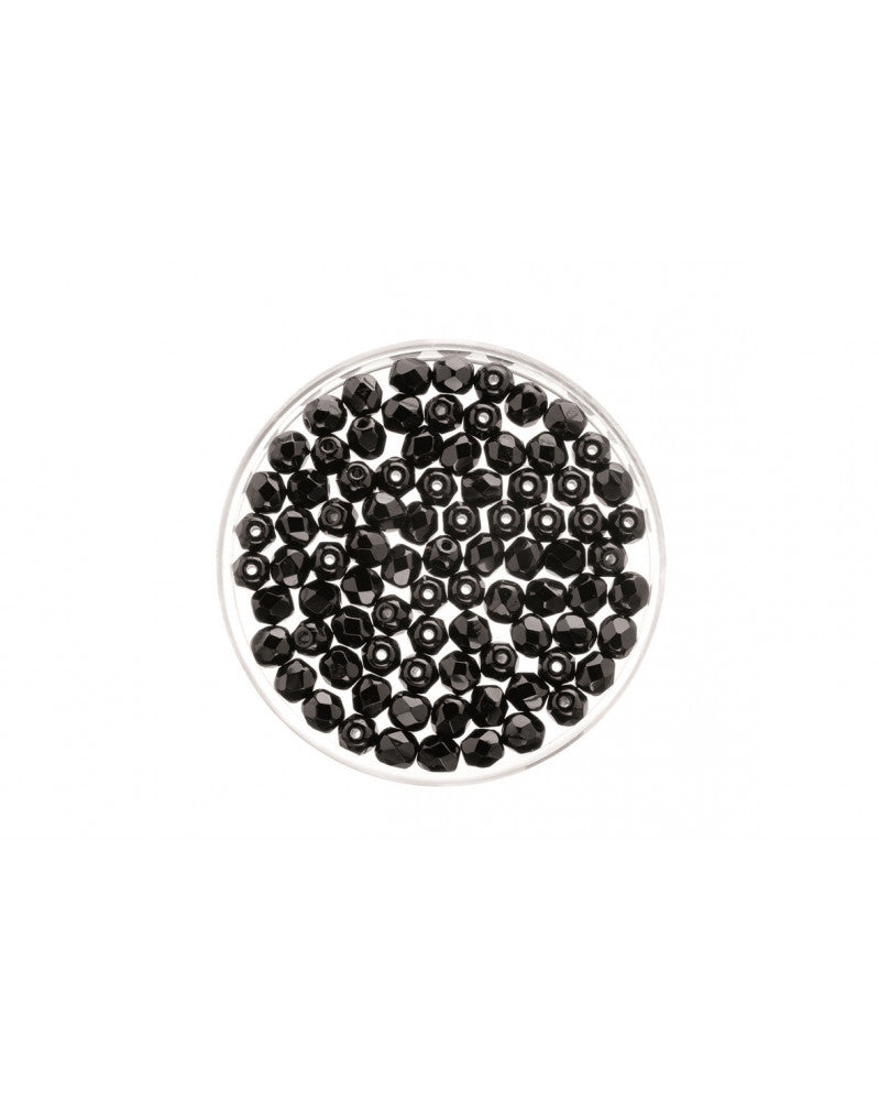 Glasschliffperlen 4mm 100St schwarz