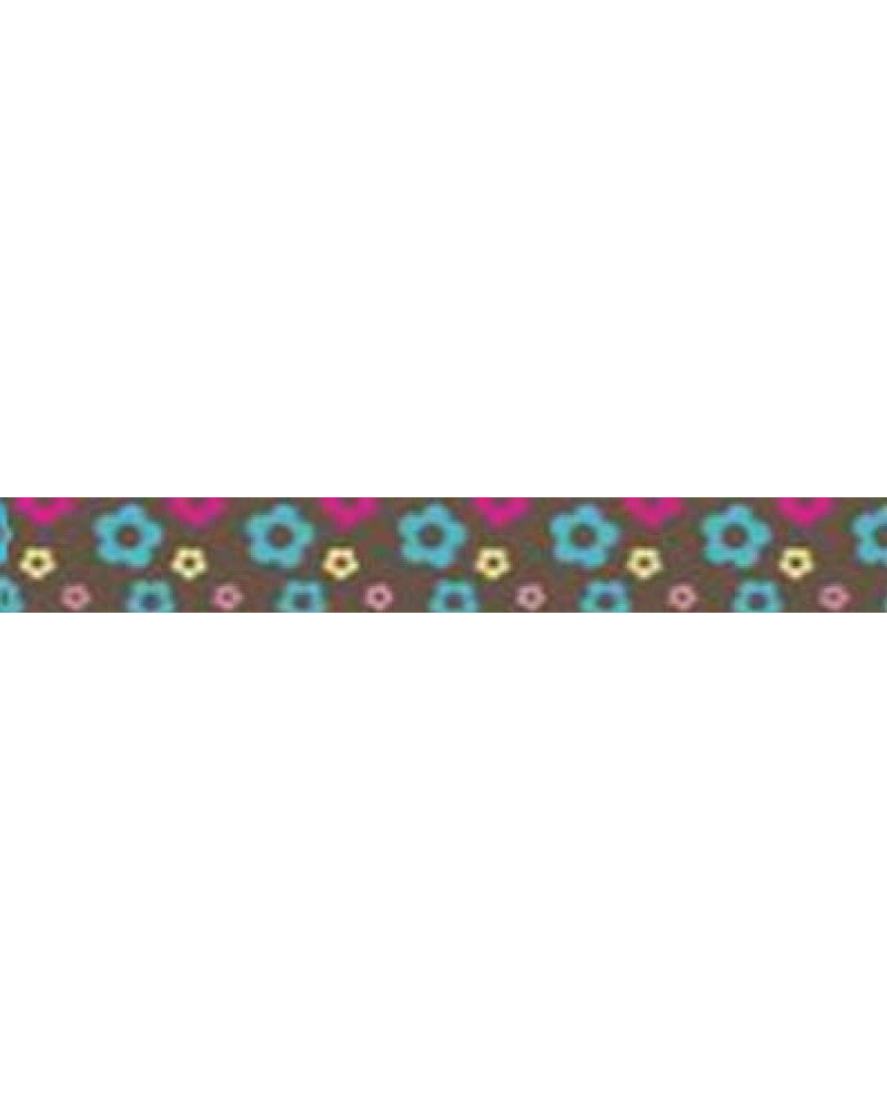 Washi-Tape 15mmx10m braun, mit Blumen