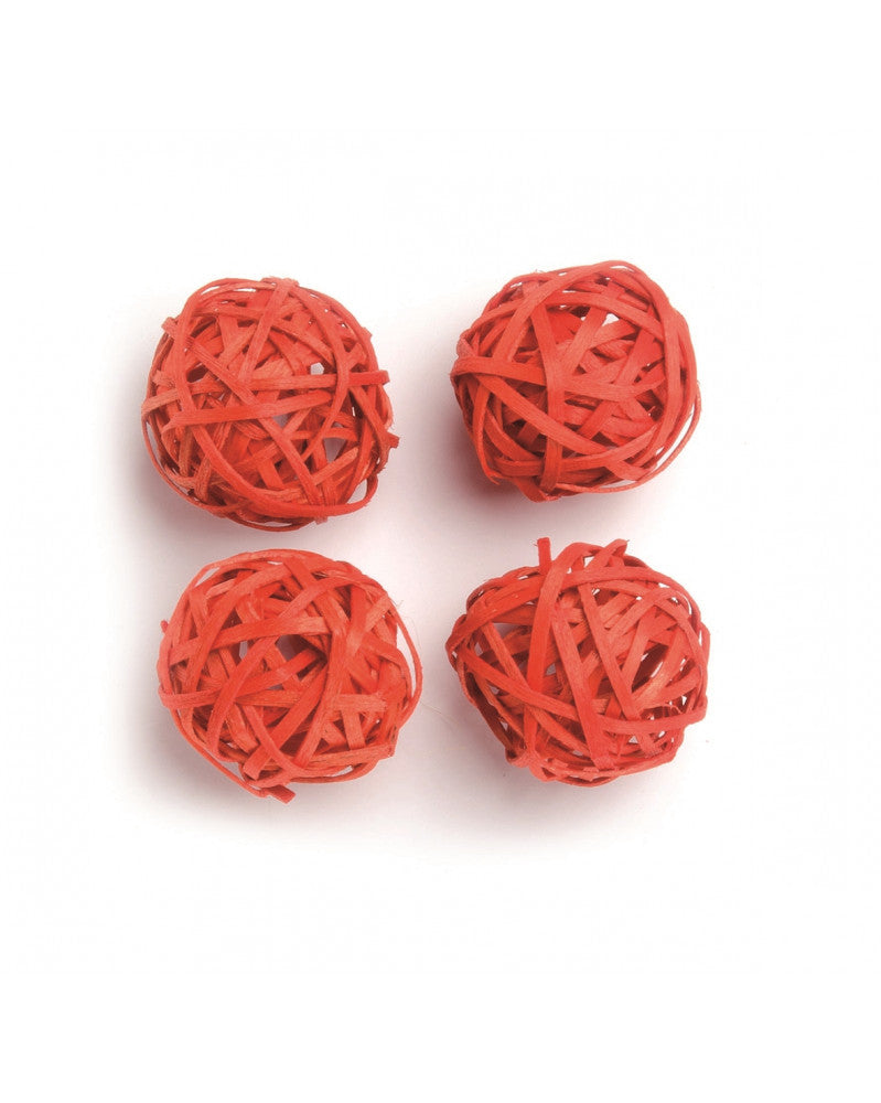 Rattankugeln 3Stk 6cm orange