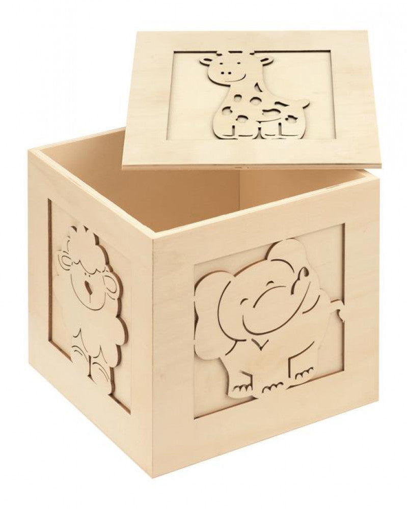 Holzwürfel Tiermotive, Pappel-Sperrholz 18x18x18cm Glorex