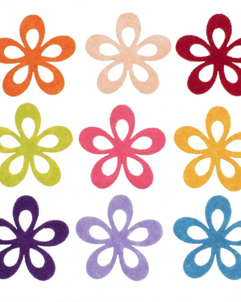 Filz - Blumen, 6St. 6cm, bunt gemischt, ausgestanzt - Kidis Art