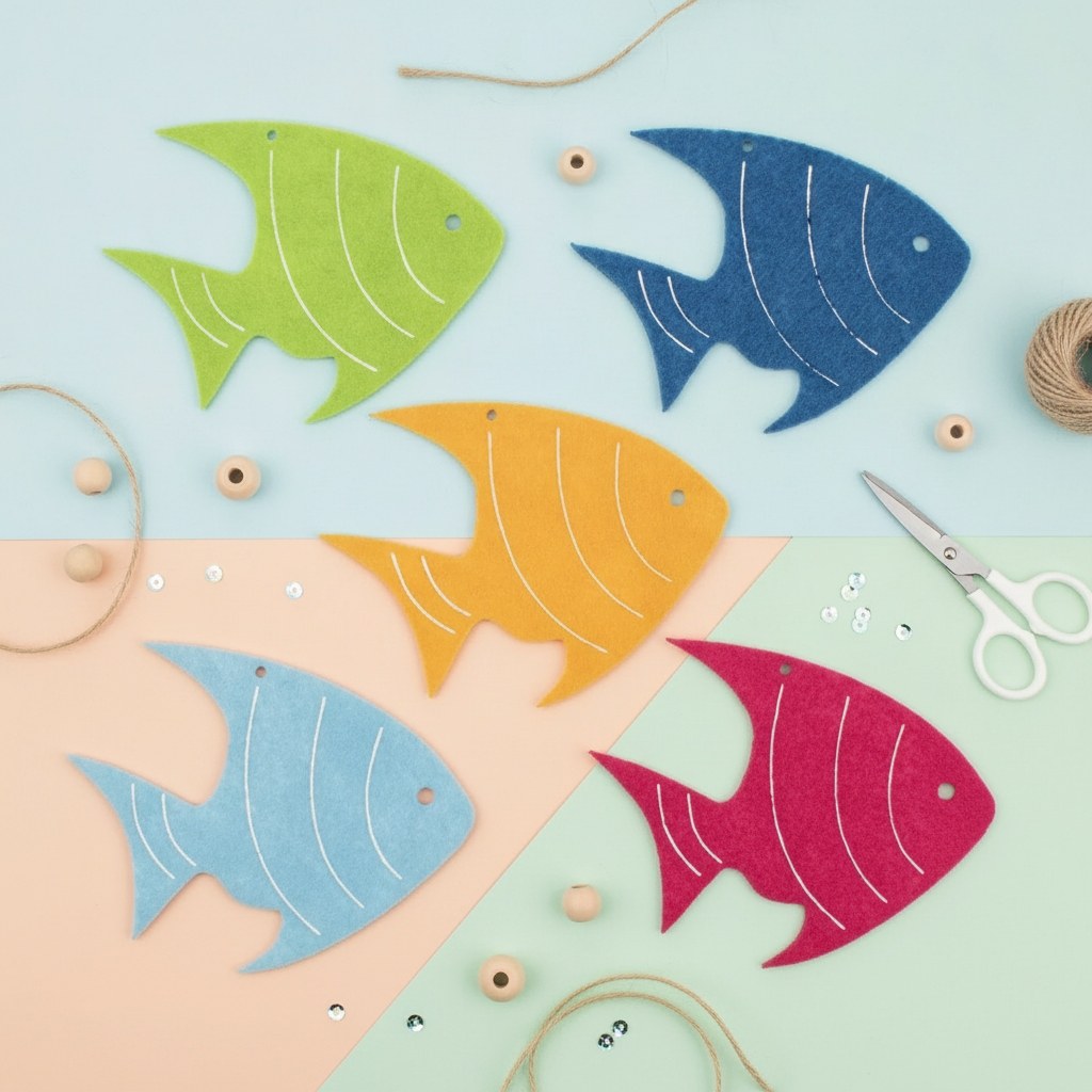 Filz-Fische, 5St. 6cm, bunte gemischt - Kidis Art
