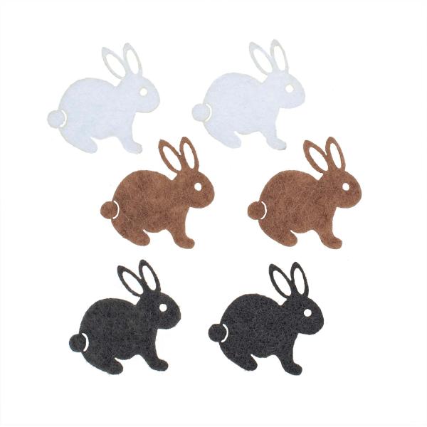 Filz - Hasen, 12St 3cm bunt sortiert - Kidis Art