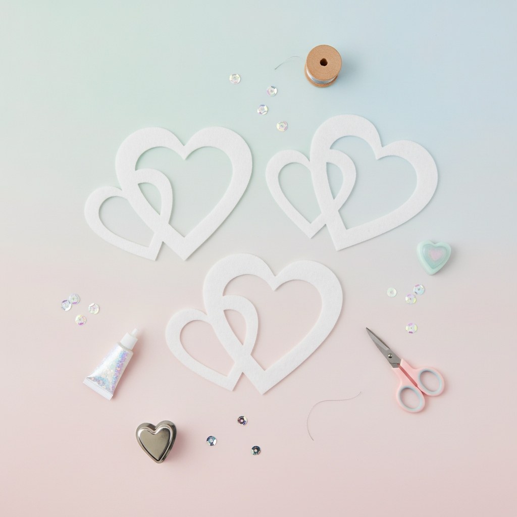 Filz-Herzen, 8St. 5cm, weiss - Kidis Art