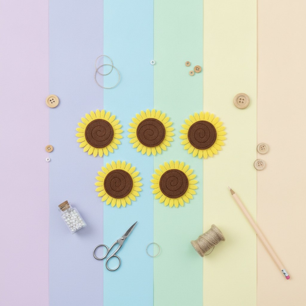Filz-Sonnenblume, 5St, 5cm, gelb/braun - Kidis Art