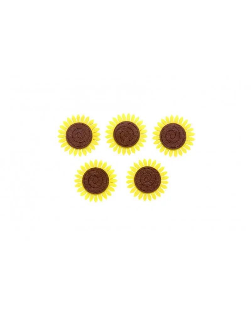 Filz-Sonnenblume, 5St, 5cm, gelb/braun - Kidis Art
