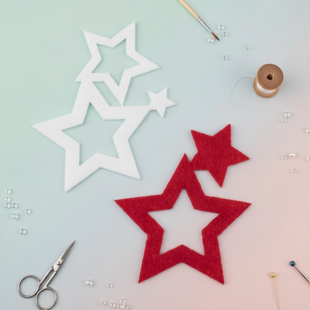 Filz-Sterne, 6St. 6cm, rot/weiss - Kidis Art