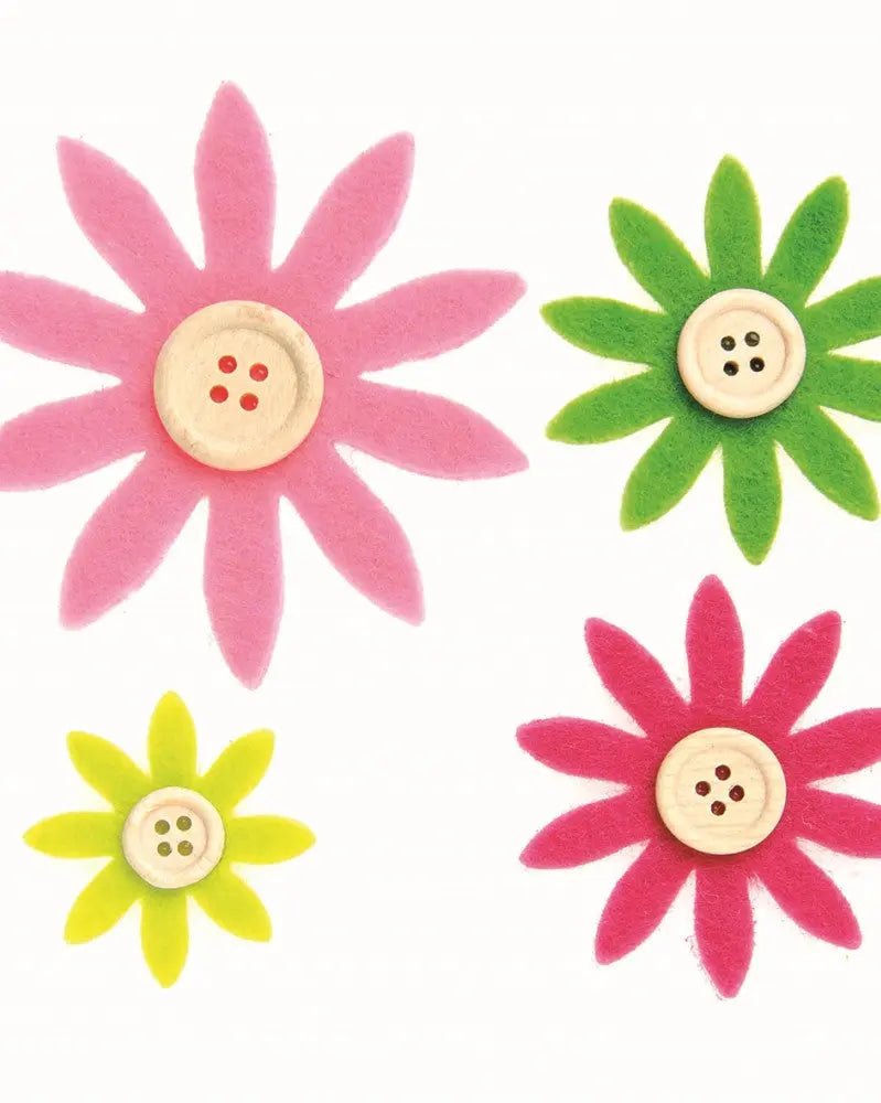 Filzblumen lila, pink grün ,12St sortiert, 3,5 - 7cm - Kidis Art