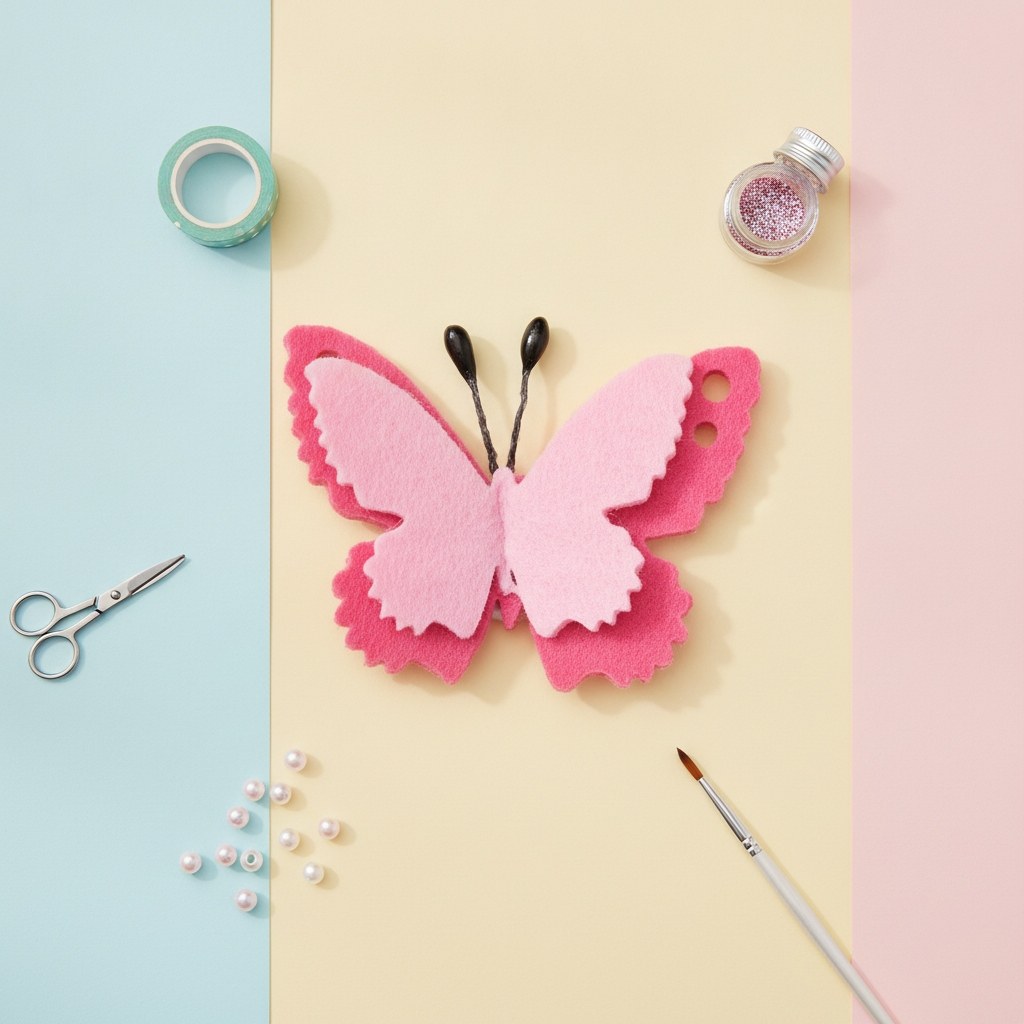 Filzschmetterling selbstk. 4x3cm pink 6St - Kidis Art