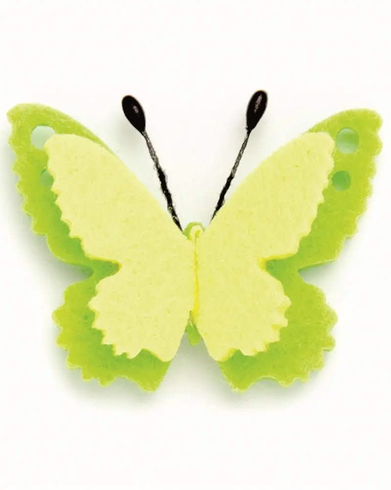 Filzschmetterling selbstkl. 4x3cm grün-gelb 6St - Kidis Art
