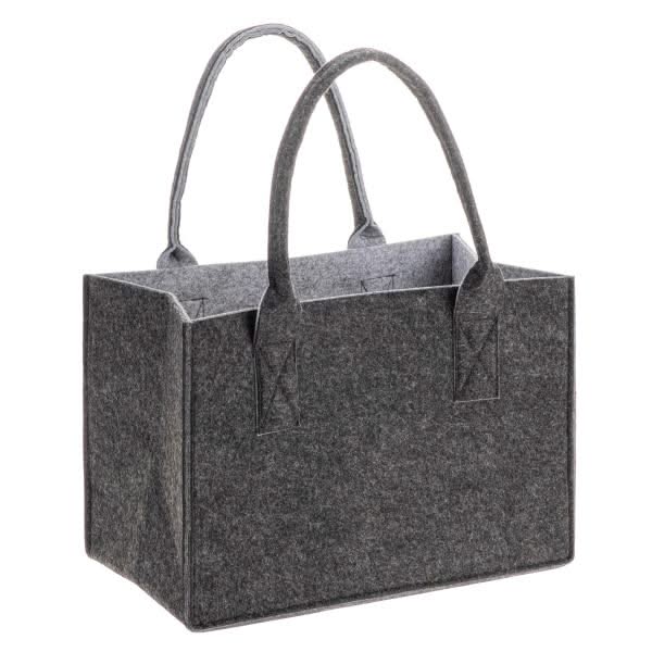 Anthrazitgraue Vliessfilz-Tasche mit X-Nähten und Tragegriffen
