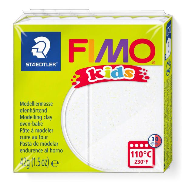 FIMO kids 42g glitter weiss - Kidis Art