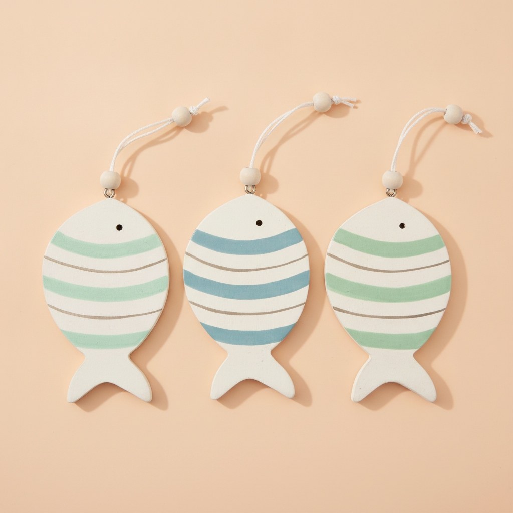 Fische aus Holz 6St 7,5x4,7x0,6cm - Kidis Art