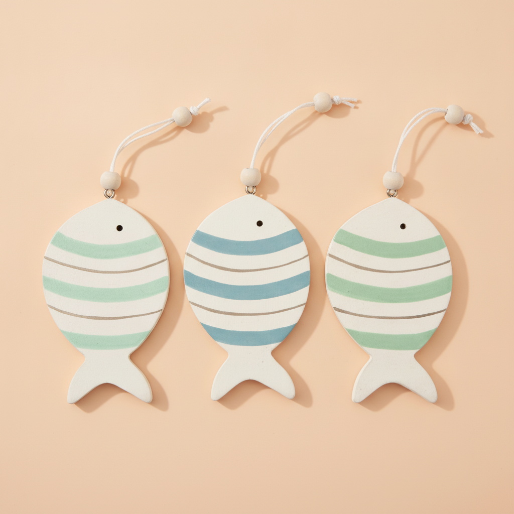 Fische aus Holz 6St 7,5x4,7x0,6cm - Kidis Art