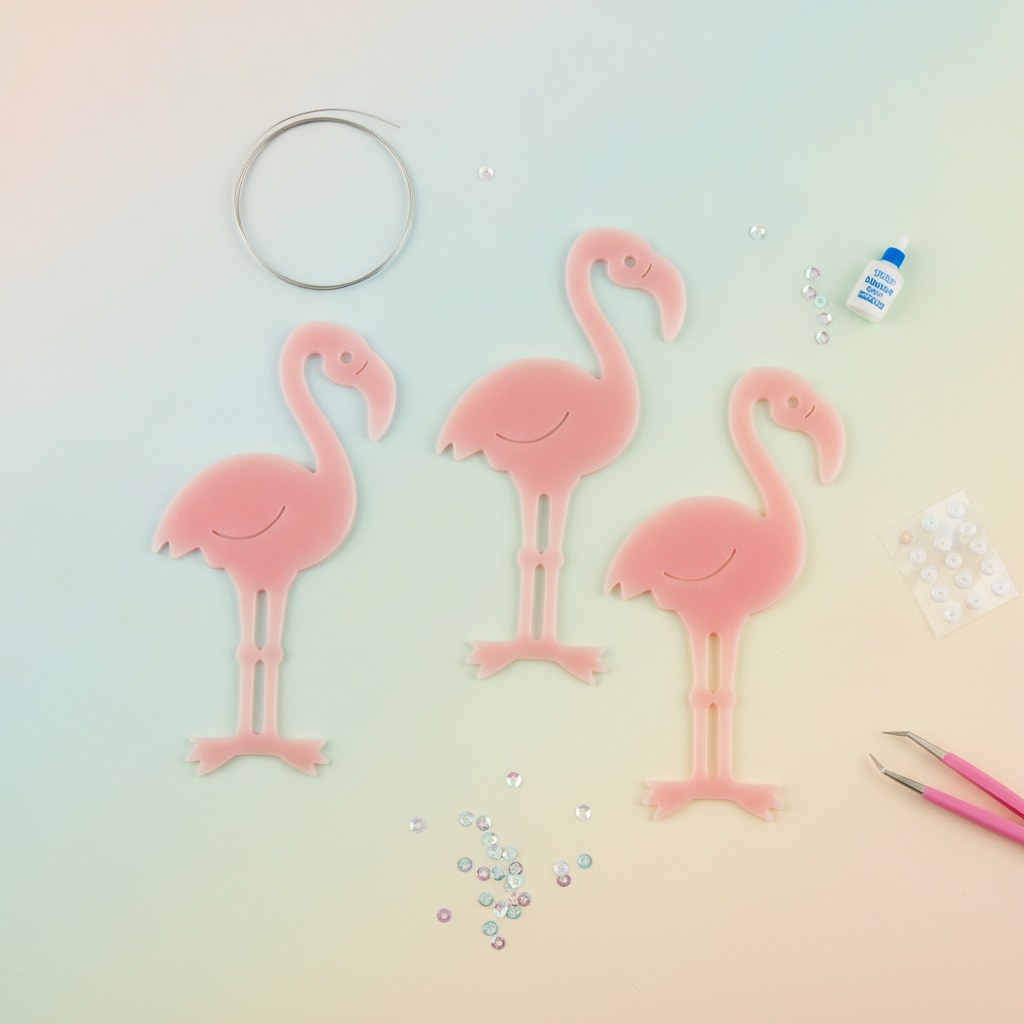 Flamingo aus Filz 12St pink, 45x20mm - Kidis Art