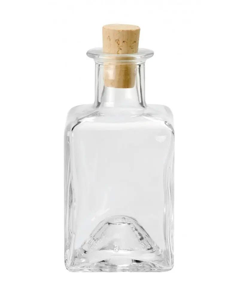 Flasche quadratisch Klarglas, mit Spitzkorken 200ml - Kidis Art