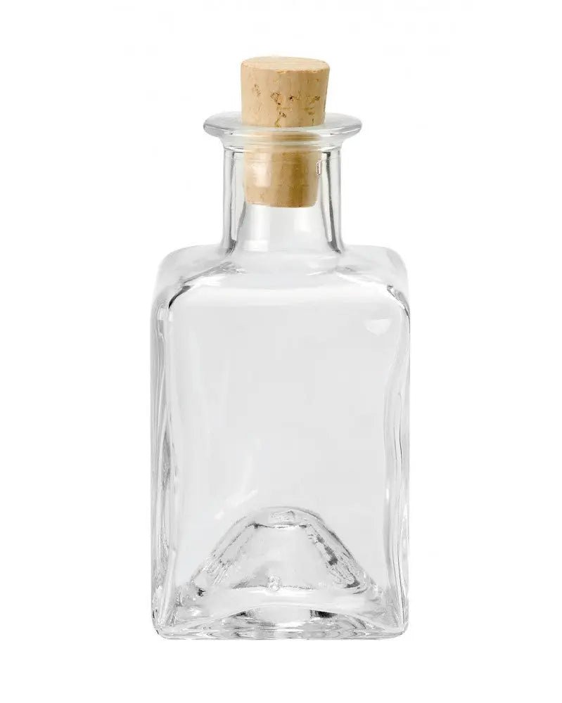 Flasche quadratisch Klarglas, mit Spitzkorken 200ml - Kidis Art