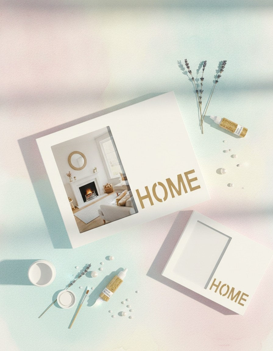 Foto-Rahmen HOME 23x18x2cm mit Licht Batt: 3x AAA Pappe - Kidis Art