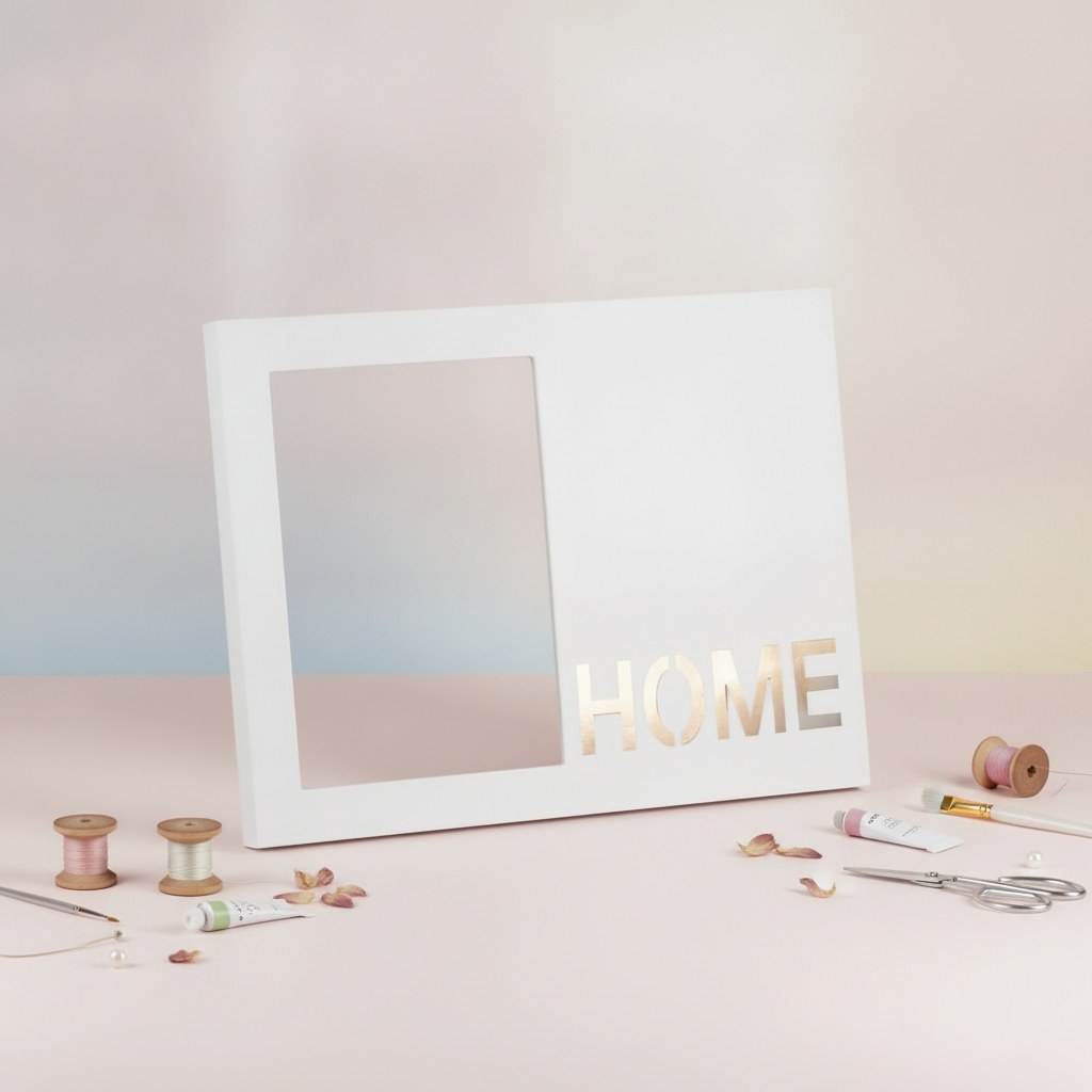 Foto-Rahmen HOME 23x18x2cm mit Licht Batt: 3x AAA Pappe - Kidis Art