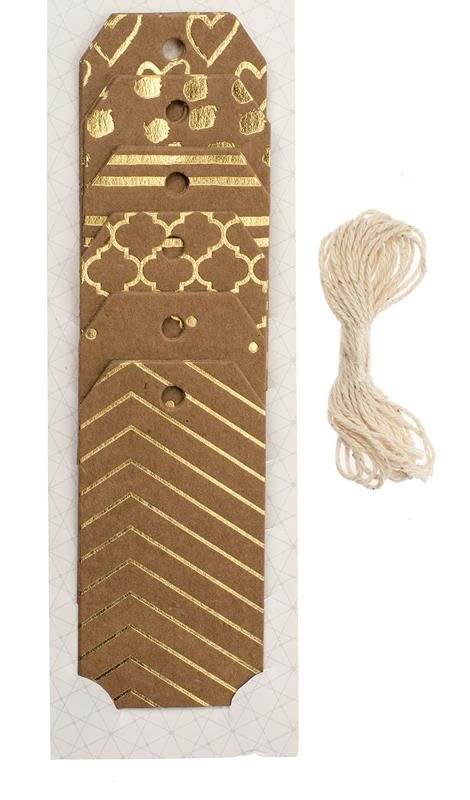 Geschenk-Anhänger Karton 18St. 4x7,5cm goldfarben bedruckt - Kidis Art