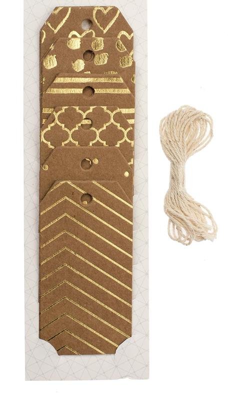 Geschenk - Anhänger Karton 18St. 4x7,5cm goldfarben bedruckt - Kidis Art