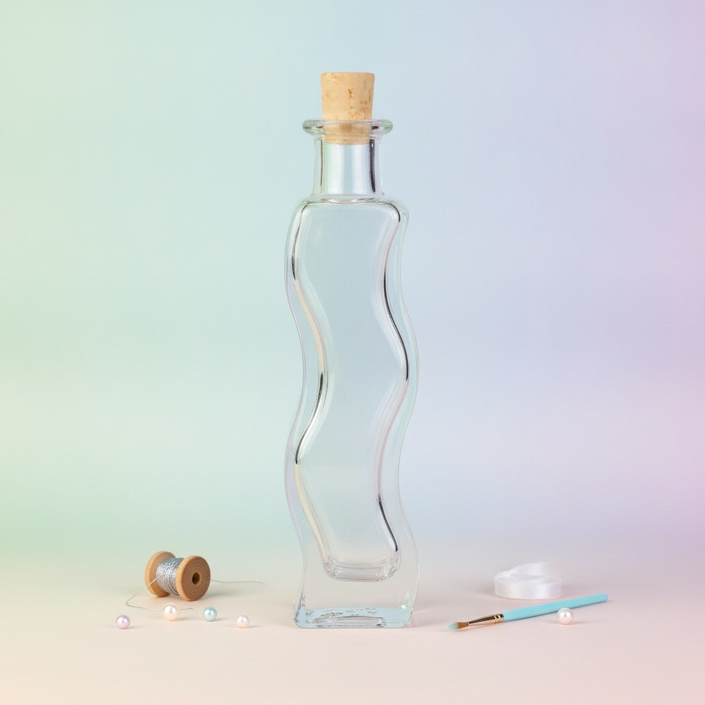 Glasflasche schlank 100ml, 18,5x4cm, mit Korken - Kidis Art