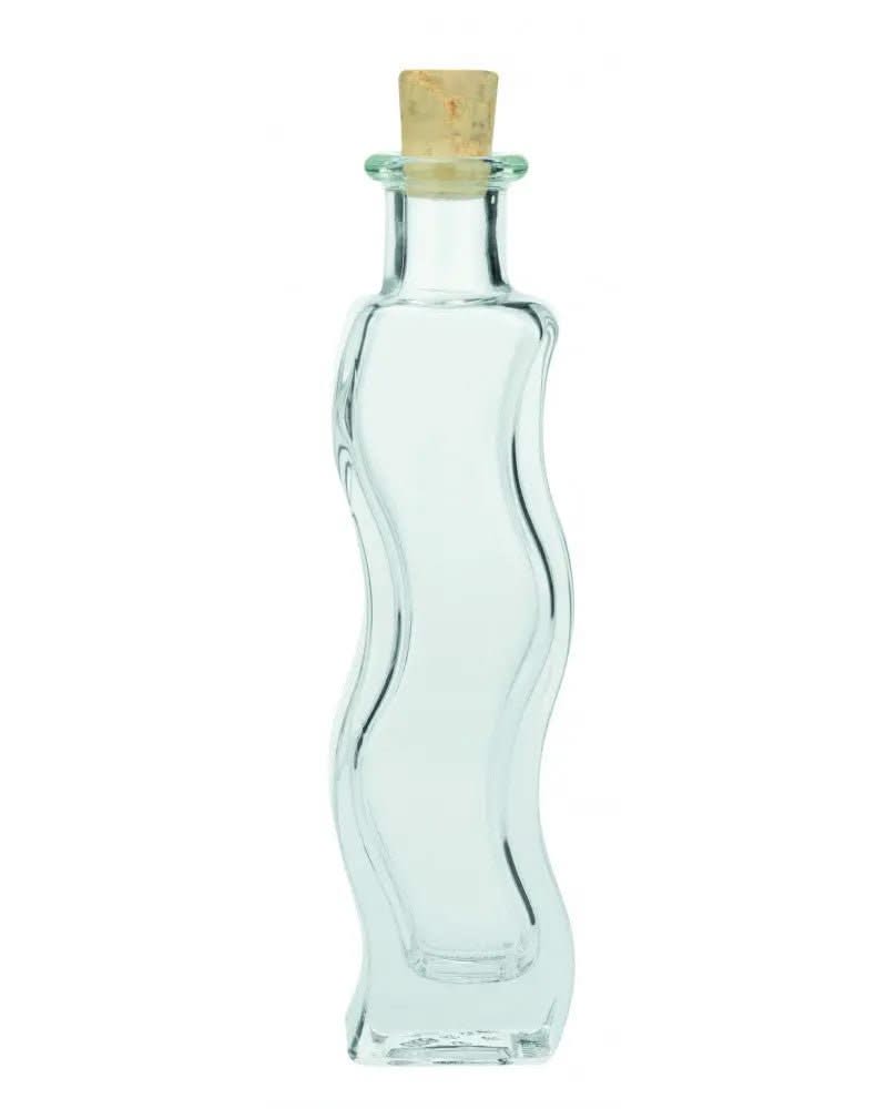 Glasflasche Welle 100ml, 16,5x4,5x3,8cm, mit Korken - Kidis Art