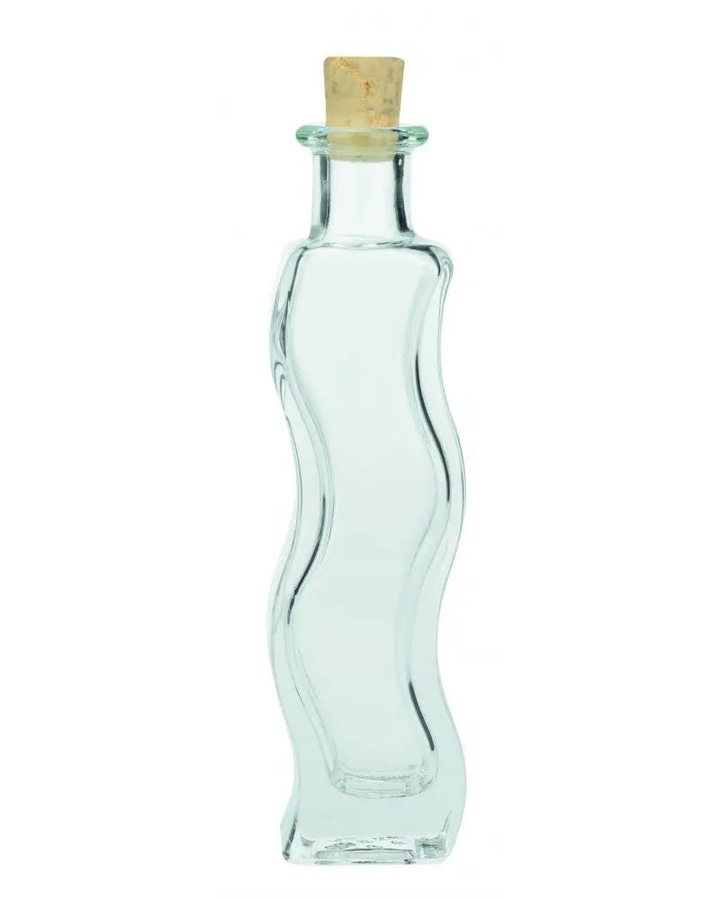 Glasflasche Welle 100ml, 16,5x4,5x3,8cm, mit Korken - Kidis Art