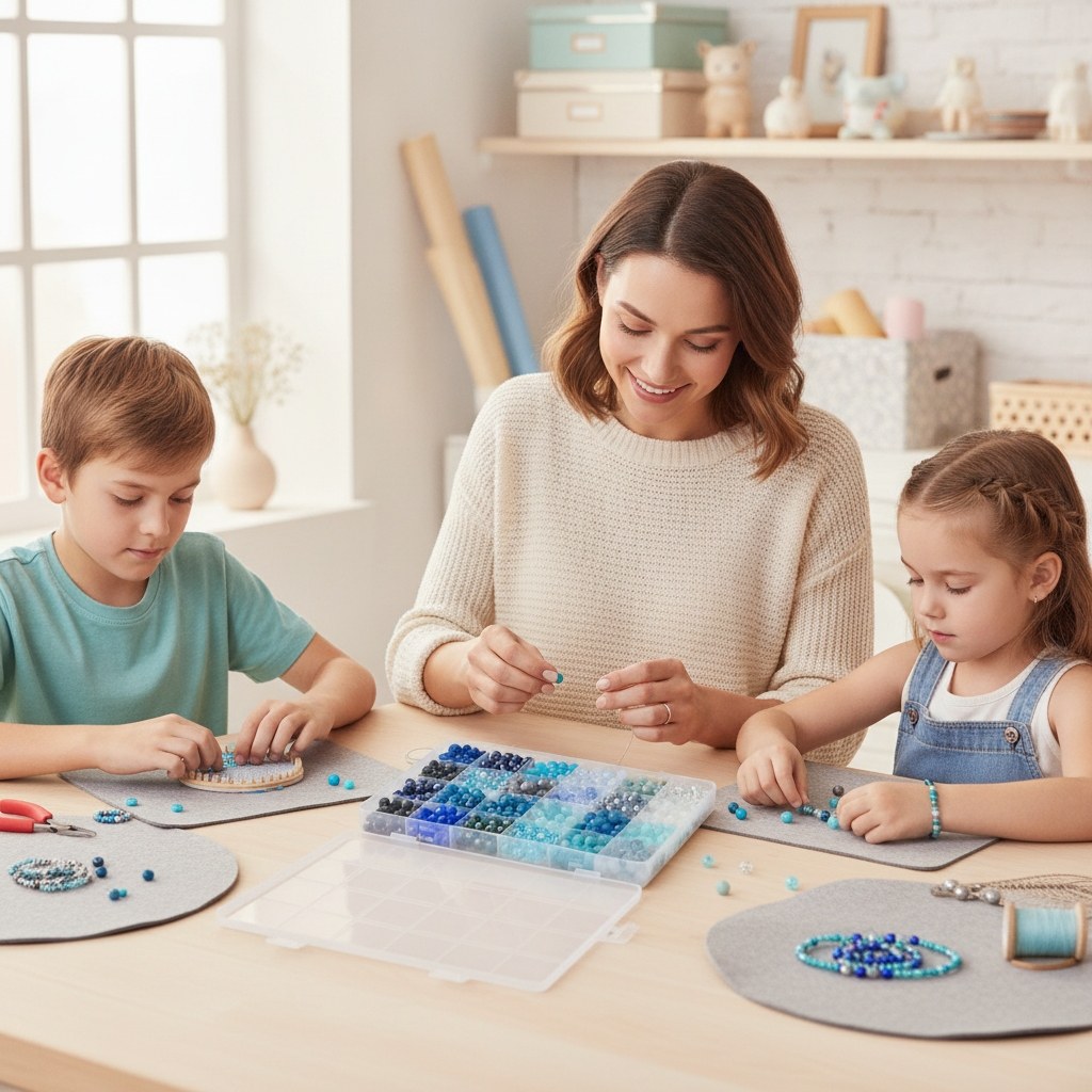 Glasperlen-Schmuckset blau sort. - Kidis Art