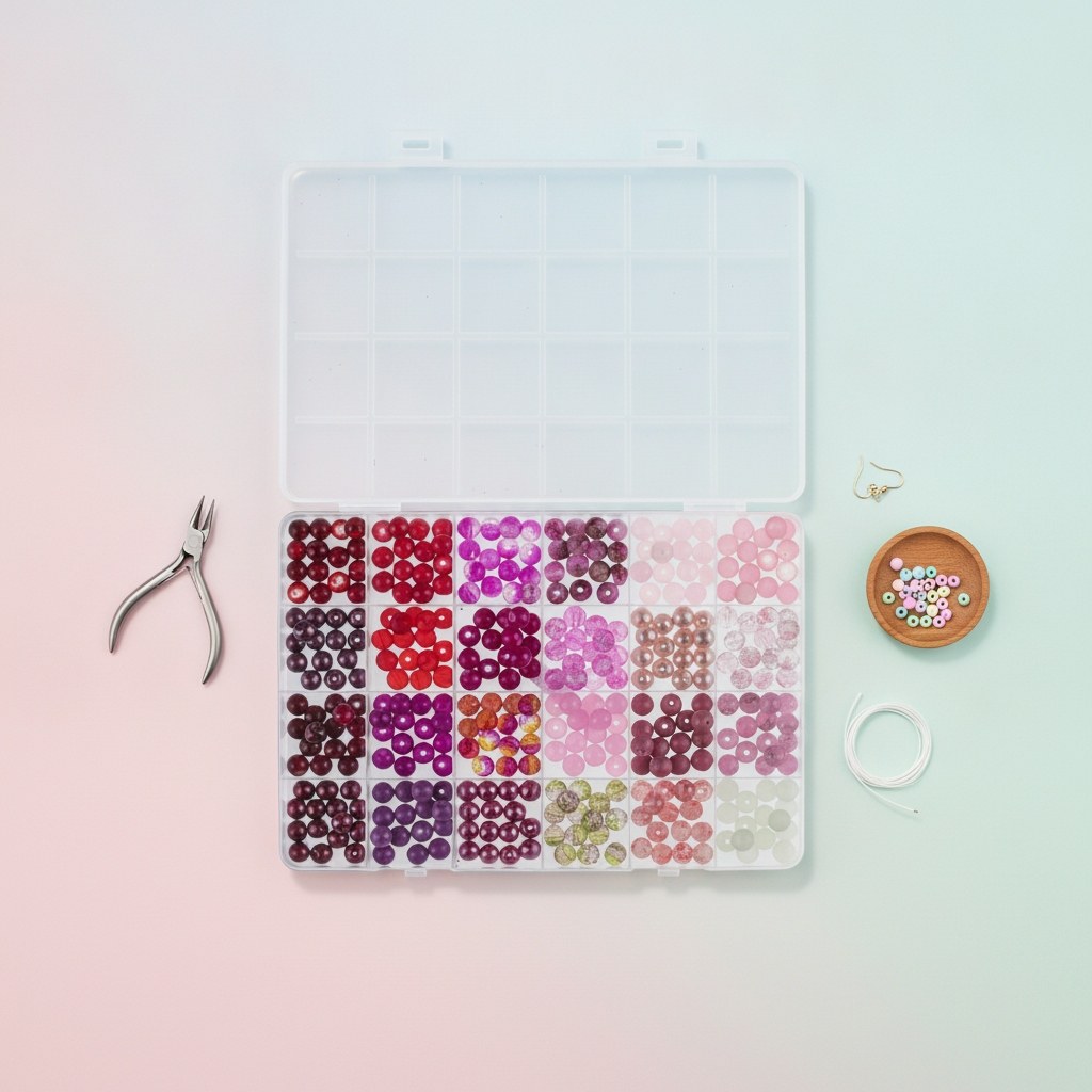 Glasperlen-Schmuckset rot/pink - Kidis Art