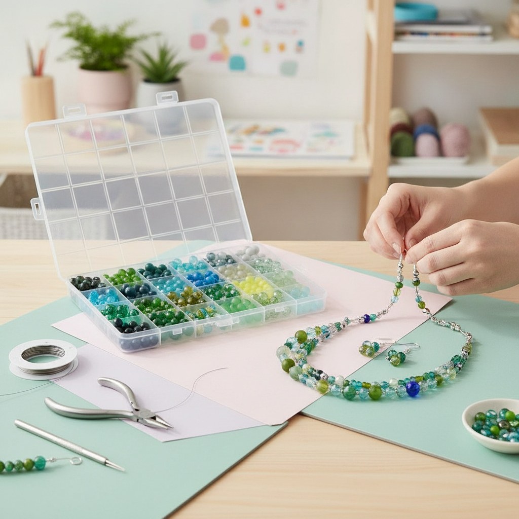 Glasperlen-Schmuckset türkis/grün - Kidis Art