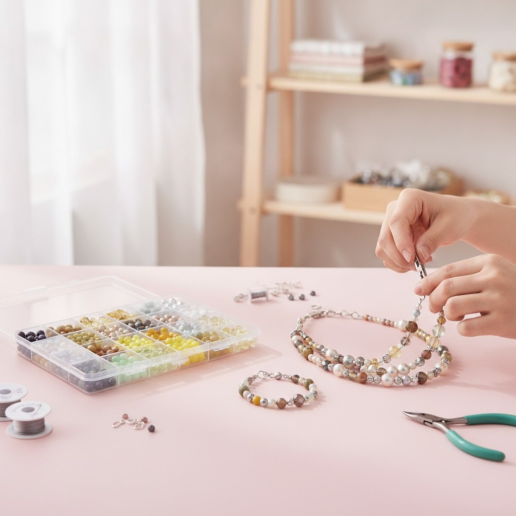 Glasperlen-Schmuckset weiss - Kidis Art