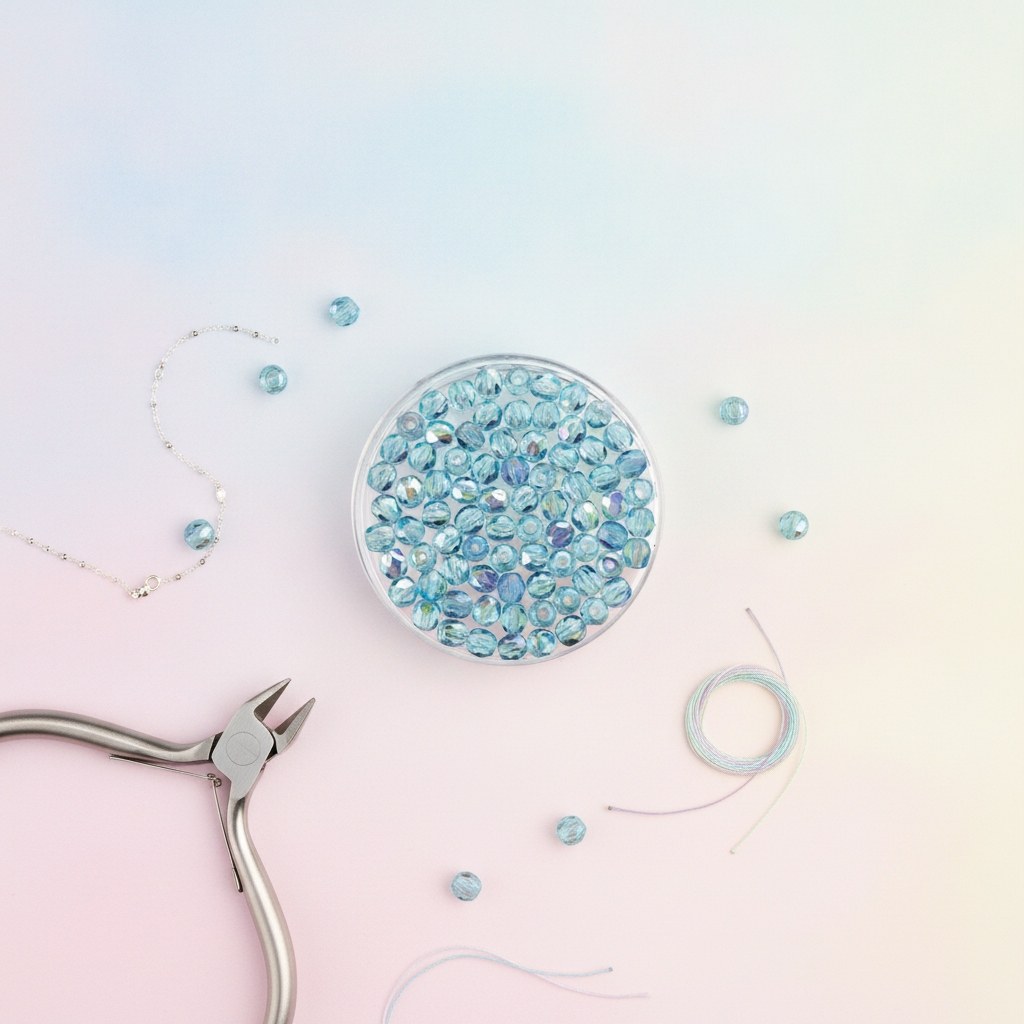 Glasschliffperle 6mm 50St aqua rainbow - Kidis Art