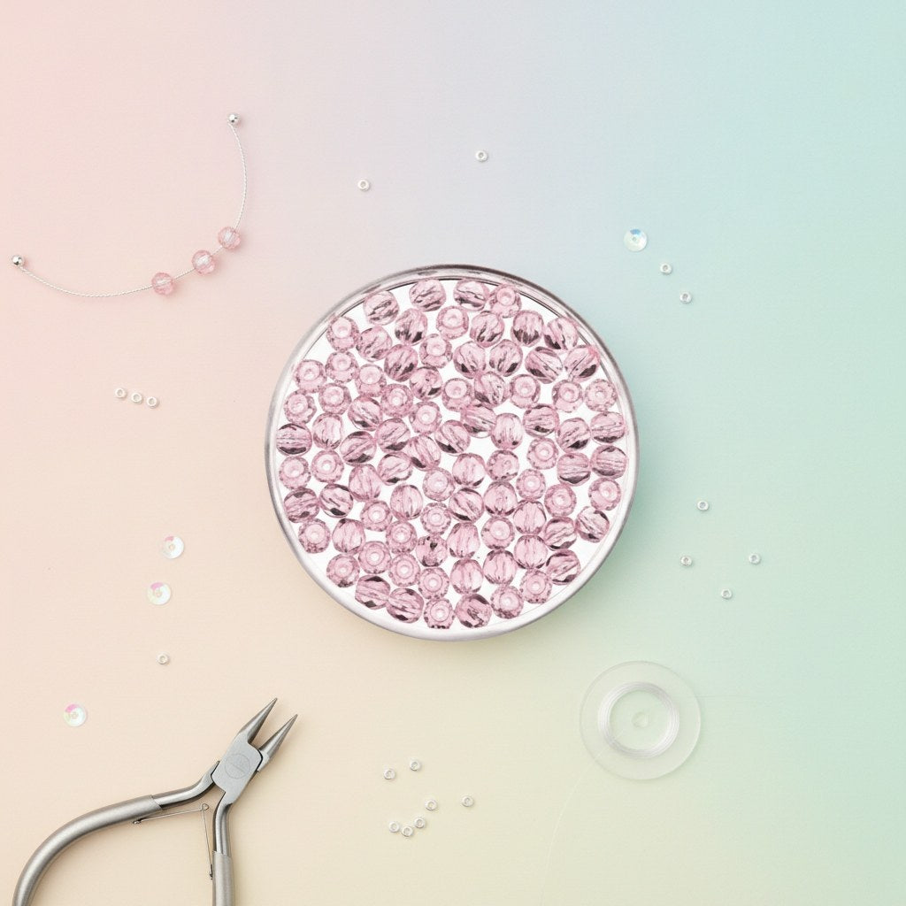Glasschliffperle 6mm 50St rosa - Kidis Art