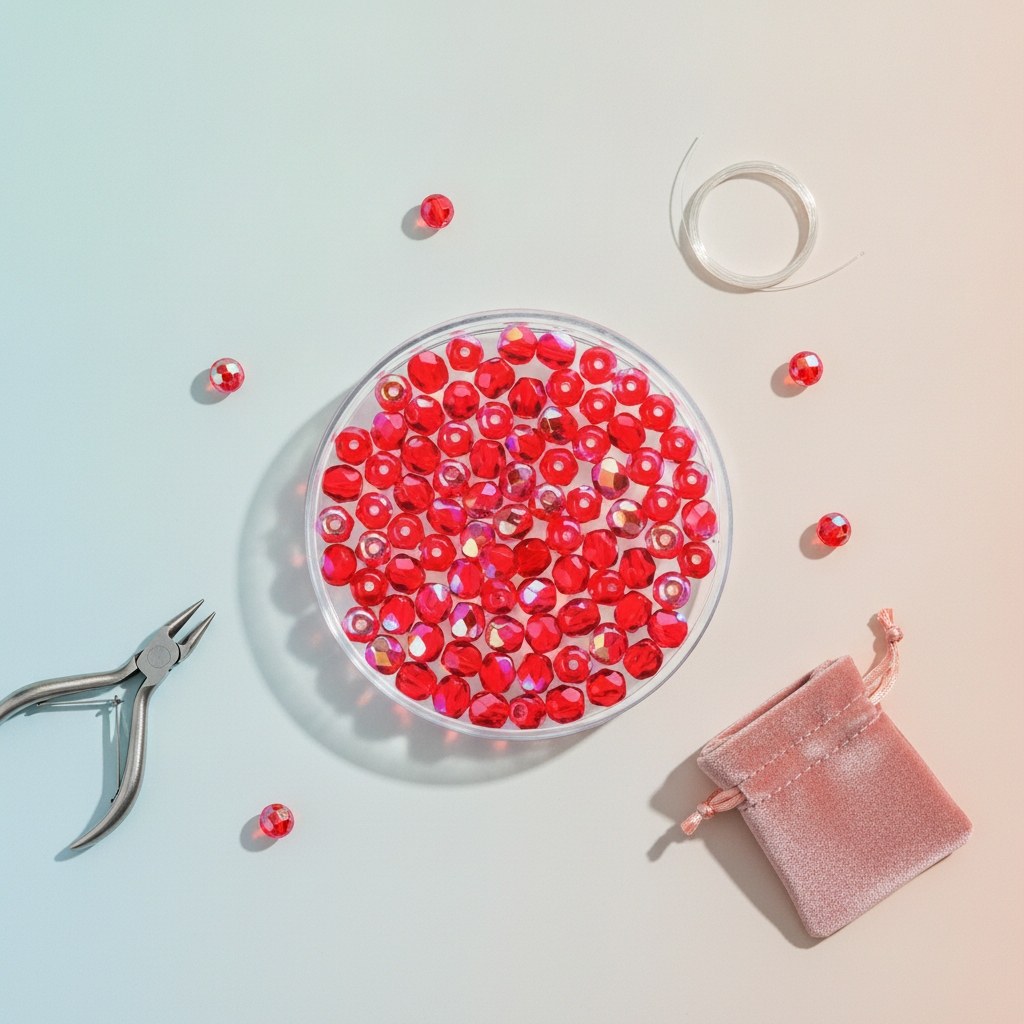 Glasschliffperle 6mm 50St rubin rainbow - Kidis Art