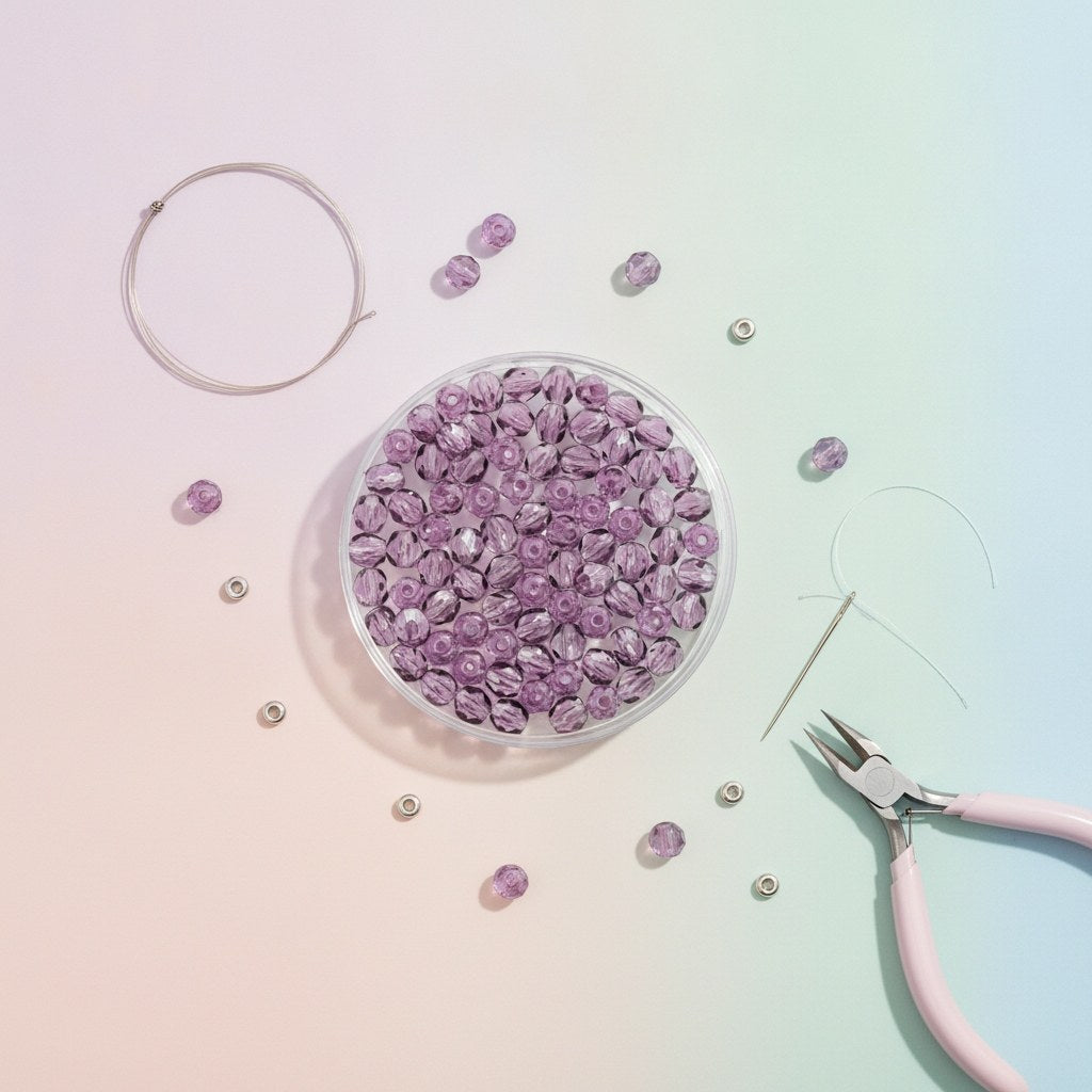 Glasschliffperle 6mm 50St violett - Kidis Art