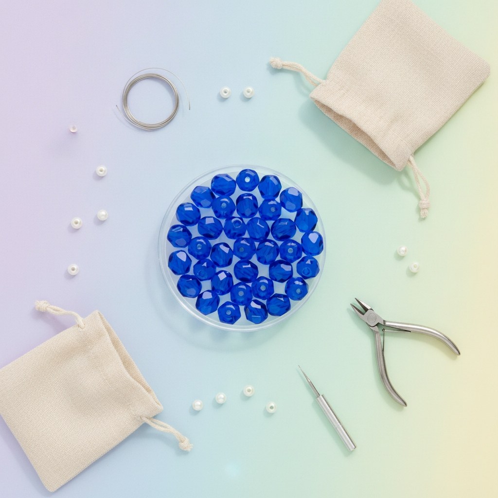 Glasschliffperlen 6mm 50St azurblau - Kidis Art
