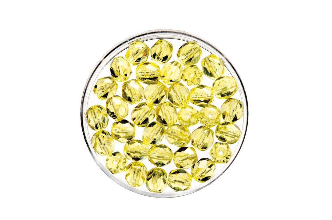 Glasschliffperlen 6mm 50St hellgelb - Kidis Art