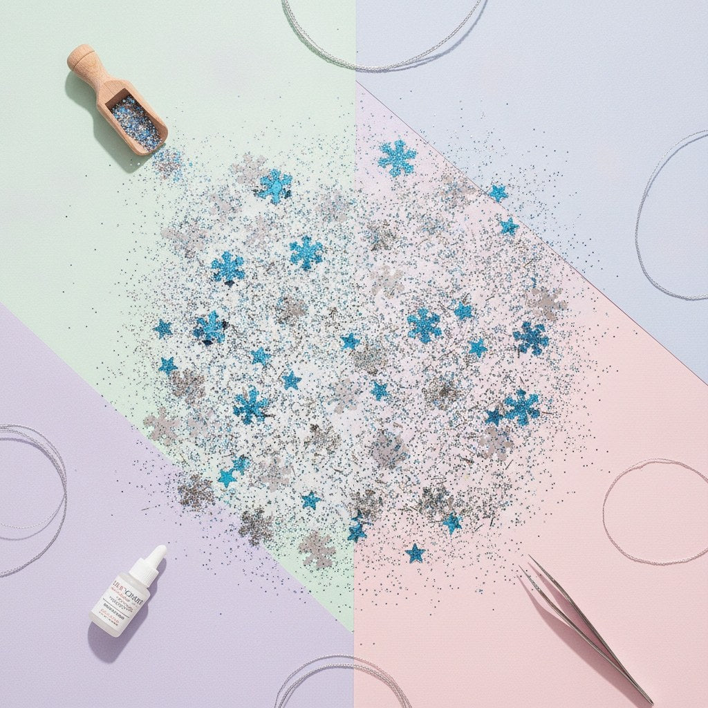 Glitterglue Flasche 53ml "Confetti" Snow bau/silber - Kidis Art