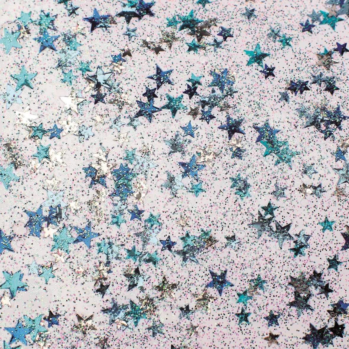 Glitterglue Flasche 53ml "Confetti" Sterne blau/silber - Kidis Art