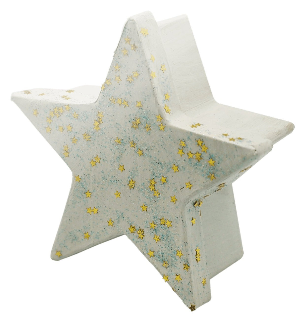 Projet artistique fait main décoré d'étoiles dorées avec colle pailletée