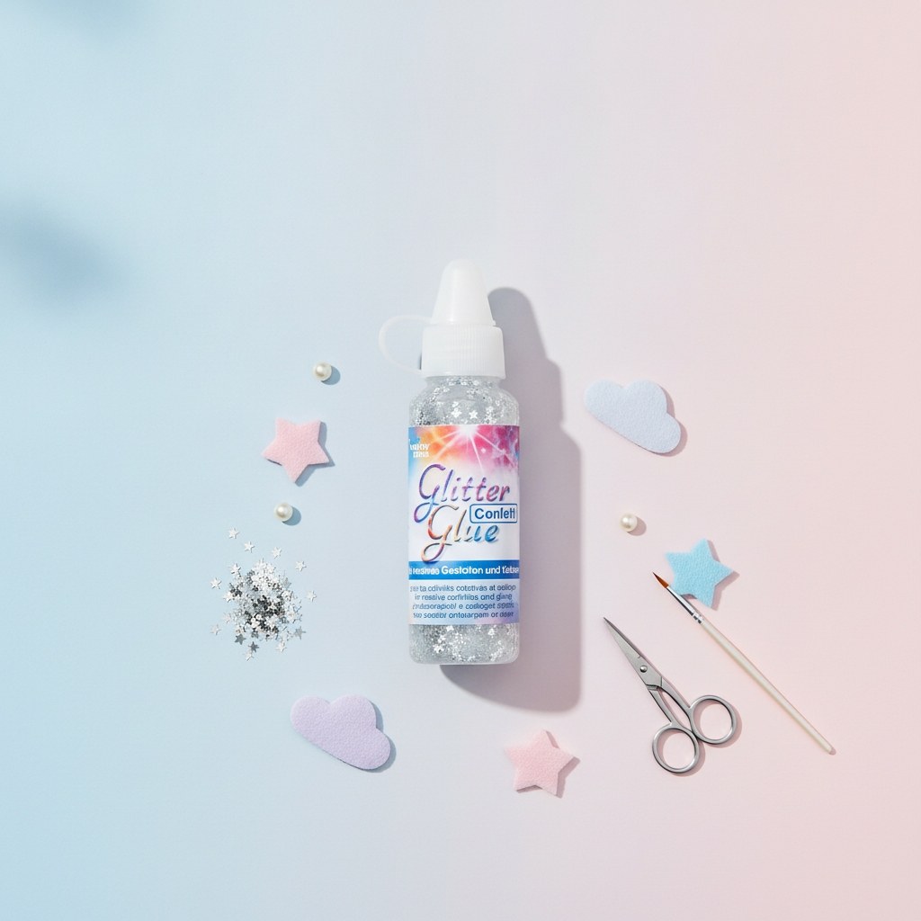 Glitterglue Flasche 53ml Sterne Silber - Kidis Art