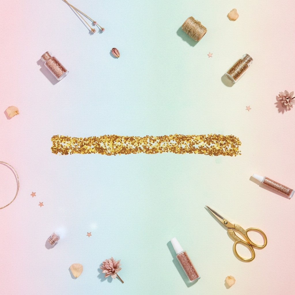 Goldene Glitterglue Kleberlinie mit funkelnder Partikeltextur auf weißem Hintergrund