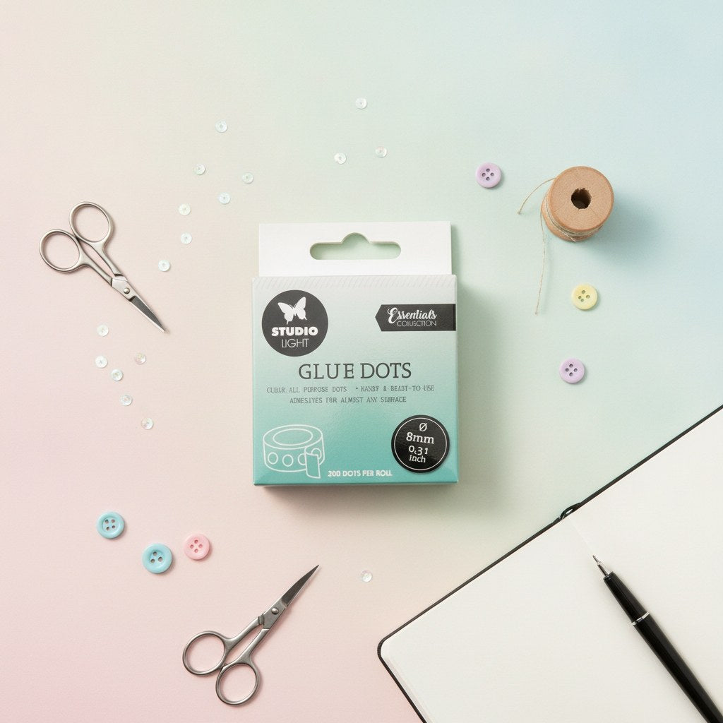 Glue Dots Klebepunkte Doppelseitig klebend 8mm 200 Stück Essential Tools - Kidis Art
