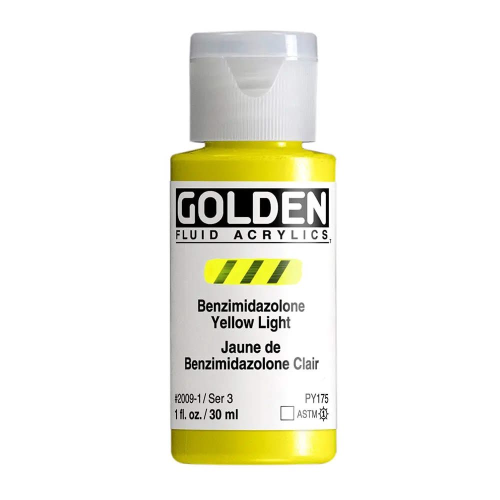 Golden Fluid Acrylfarbe Benzimidazolone Gelb Hell 30 ml - Kidis Art
