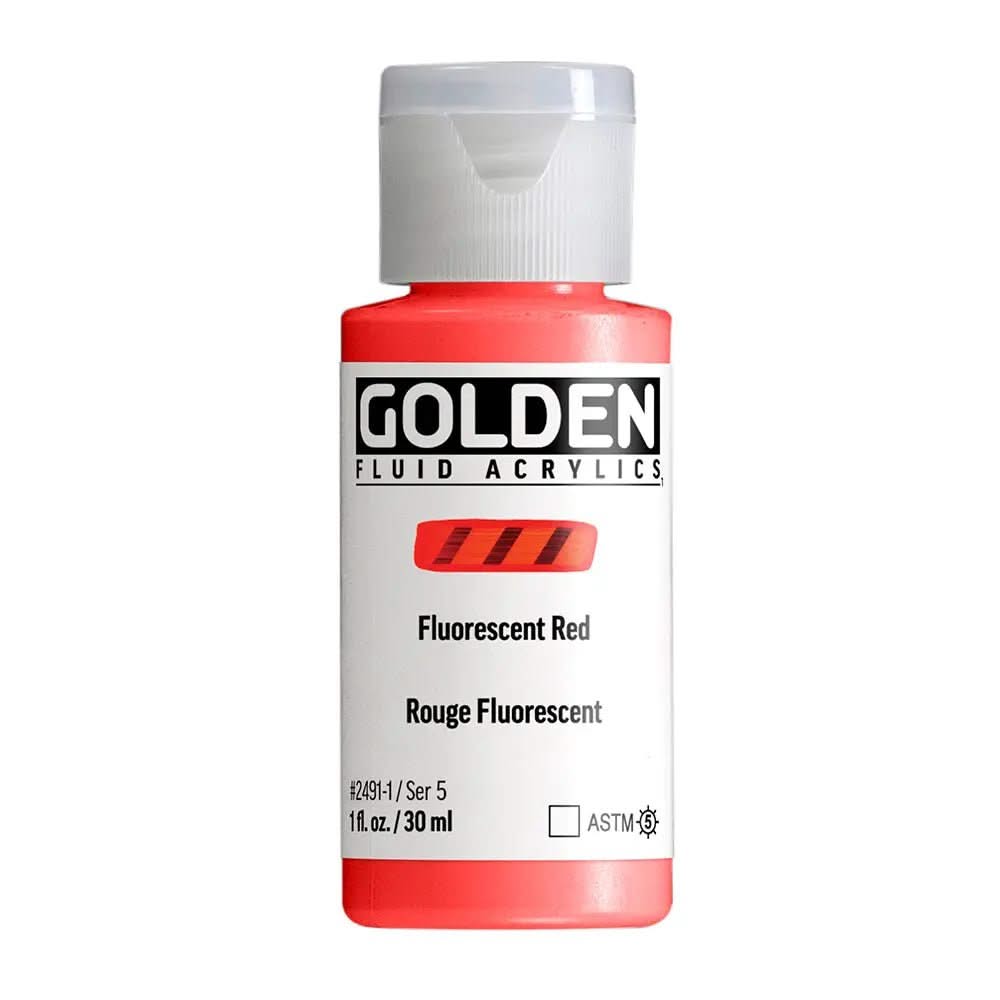 Golden Fluid Acrylfarbe Fluoreszierend Rot 30 ml - Kidis Art